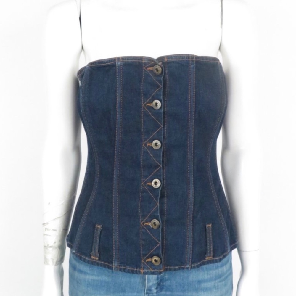 vintage dolce & gabanna denim bustier tube top